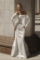 Свадебное платье-трансформер ПАУЛИНА рыбка с рукавами в стиле минимализм купить недорого в салоне Princesse de Paris в СПБ.