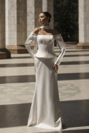 Свадебное платье-трансформер ПАУЛИНА рыбка с рукавами в стиле минимализм купить недорого в салоне Princesse de Paris в СПБ.