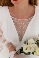 Закрытое свадебное платье из шифона ПОДИУМ миди с рукавами купить недорого в салоне Princesse de Paris в СПБ.