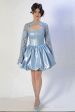 Короткое пышное голубое платье ПАРМА с кружевным болеро